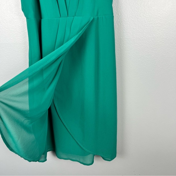 Lulus Teal Skater Dress Size Medium Best Wishes Halter Neck Tulip Skirt Overlay - Picture 7 of 13